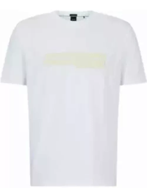 Regular-fit T-shirt in stretch cotton with logo artwork- White Men's T-Shirt