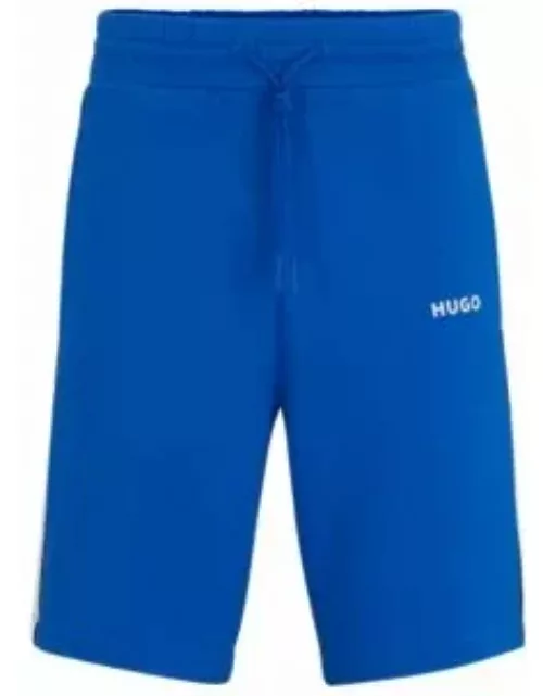 Cotton-terry color-blocked shorts with contrast panels- Light Blue Men's Jogging Pant