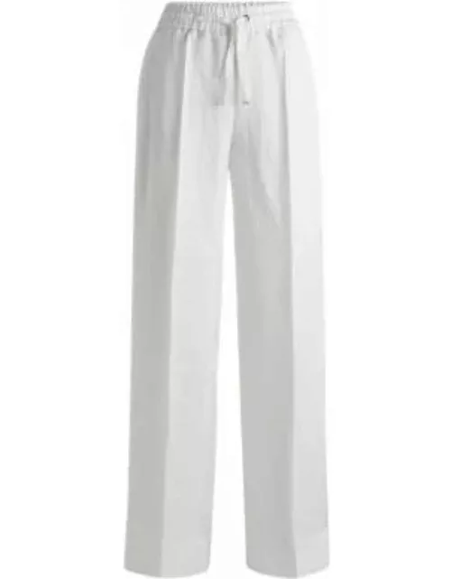 Relaxed-fit trousers with hardware-tipped drawcord- White Women's Formal Pant