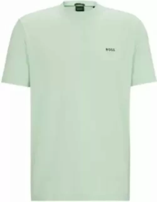Stretch-cotton regular-fit T-shirt with contrast logo- Light Green Men's T-Shirt
