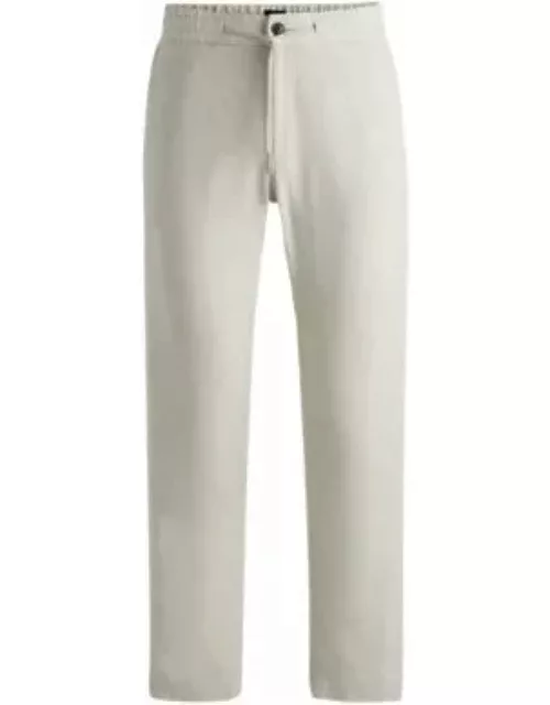 Tapered-fit trousers in a linen blend- Light Beige Men's Casual Pant