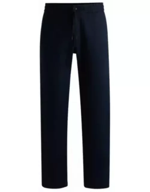 Tapered-fit trousers in a linen blend- Dark Blue Men's Casual Pant