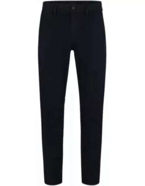 Tapered-fit trousers in honeycomb-structured stretch cotton- Dark Blue Men's Casual Pant