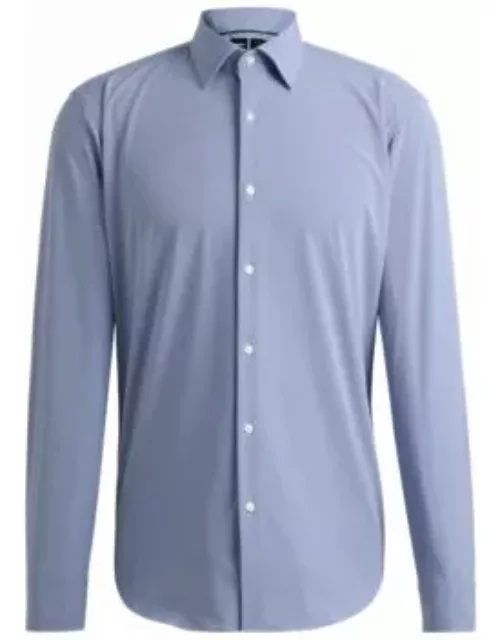 Regular-fit shirt in structured performance-stretch material- Light Blue Men's Shirt
