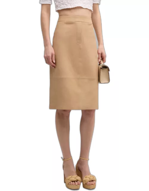 Lorna Straight Leather Midi Skirt