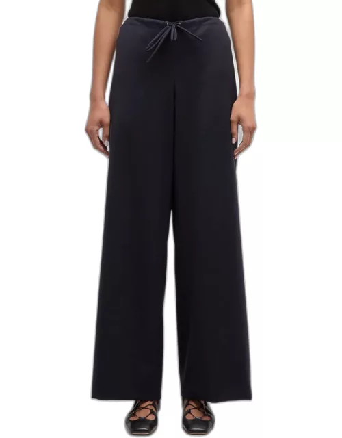 Adriel Wide-Leg Ankle Wool Pull-On Pant