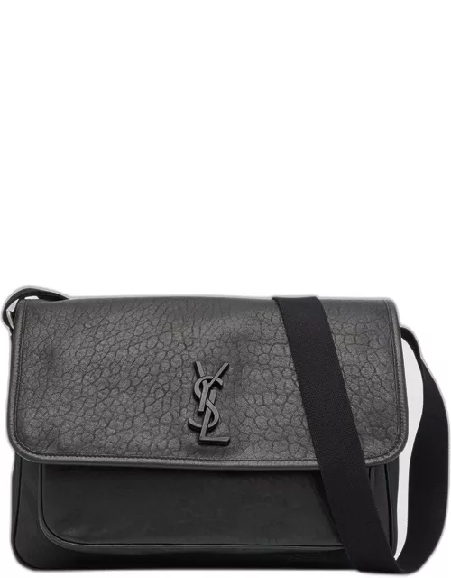 Men's Niki YSL Messenger Bag in Grained Leather