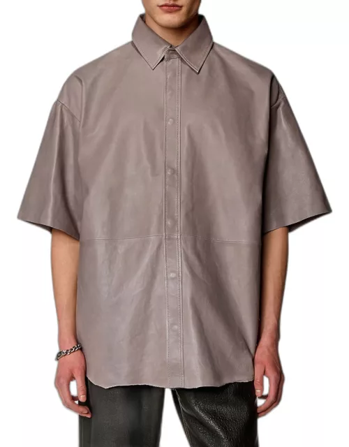 Men's Emin Leather Short-Sleeve Shirt