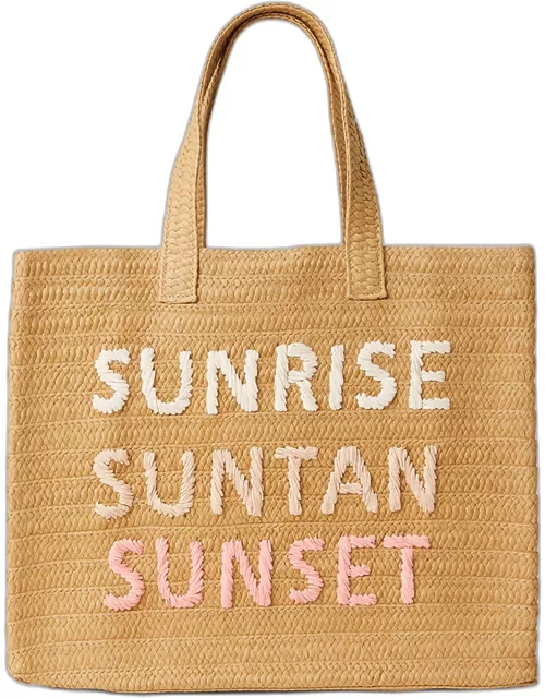 Sunrise Suntan Sunset Straw Tote Bag