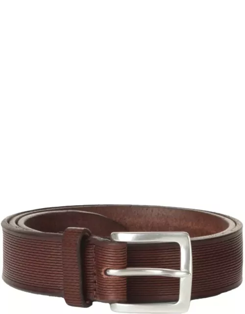 Orciani Burnt Blade Belt With Line Pattern