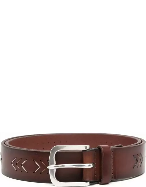 Orciani Brown Gaucho Bull Belt With Arrows Motif