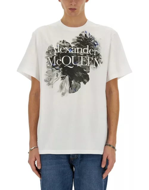 alexander mcqueen dutch flower logo t-shirt
