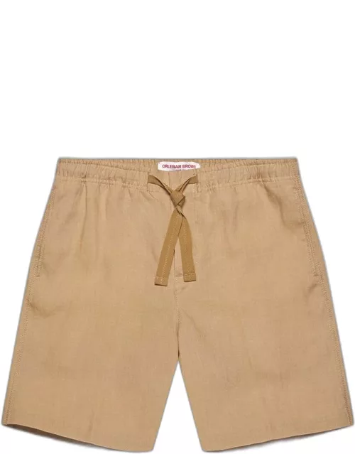 Alex Linen - Relaxed Fit Linen Drawcord Shorts In Biscuit Colour