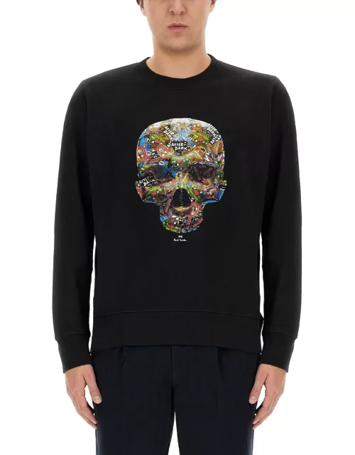 ps by paul smith skull sticker print sweatshirt