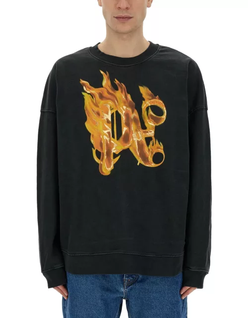 palm angels "burning monogram" print sweatshirt
