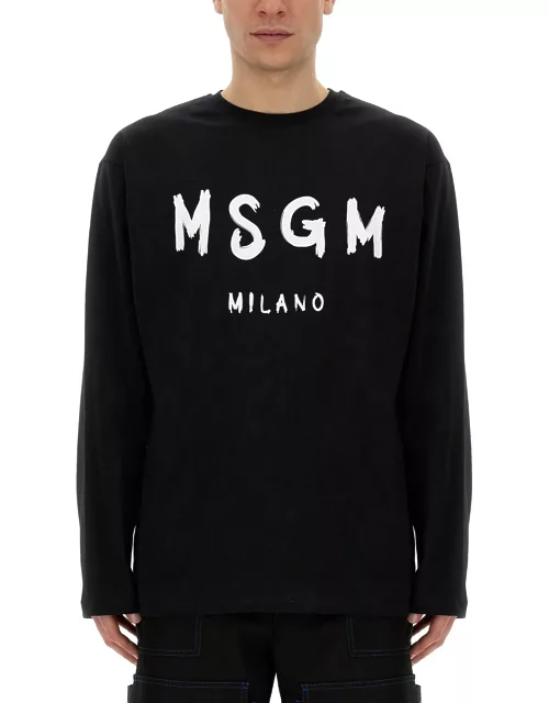 msgm t-shirt with brushed logo