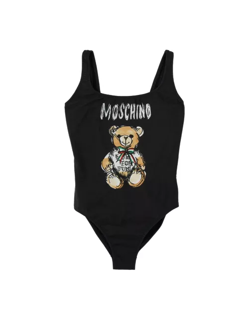 moschino "drawn teddy bear" one-piece swimsuit