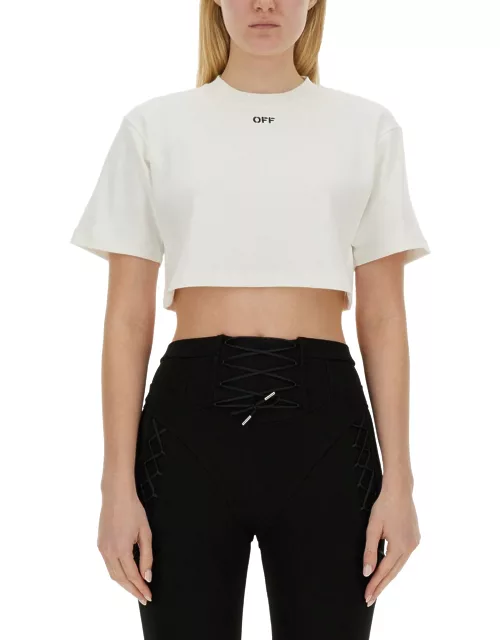off-white ribbed cropped t-shirt