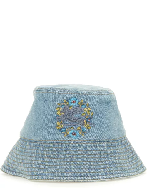 etro bucket hat with pegasus embroidery