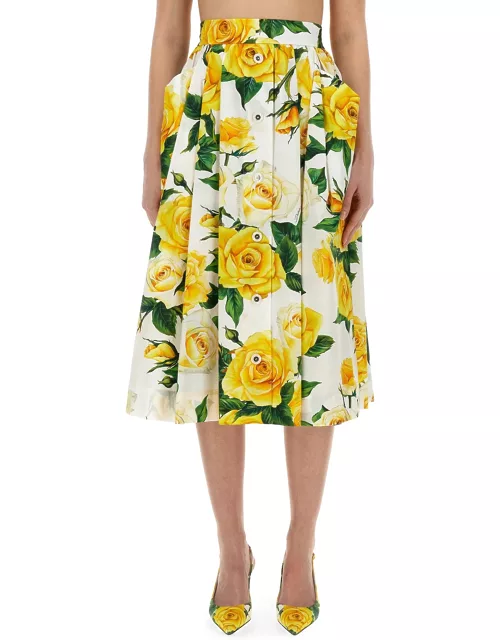 dolce & gabbana flower print full skirt
