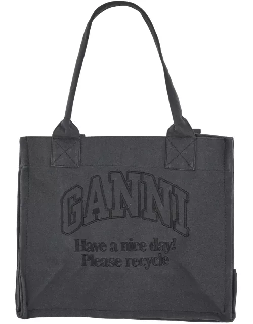 ganni large tote bag with logo