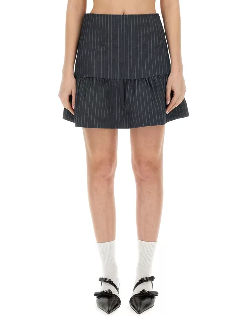 ganni flounced mini skirt