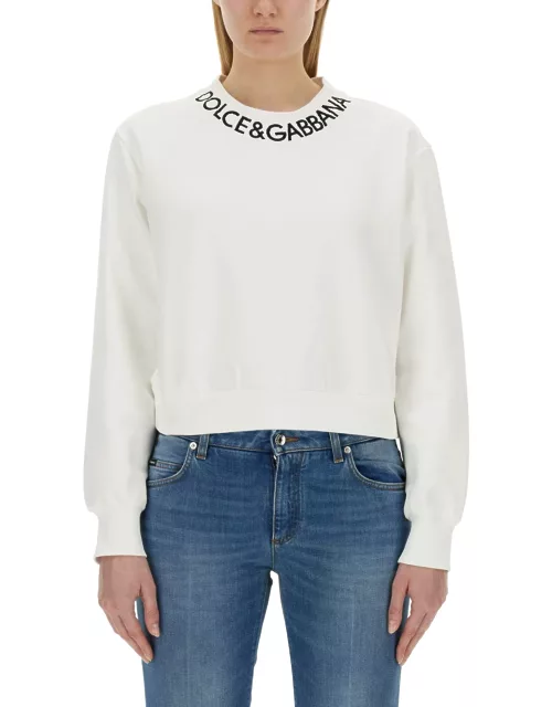 dolce & gabbana short sweatshirt with logo
