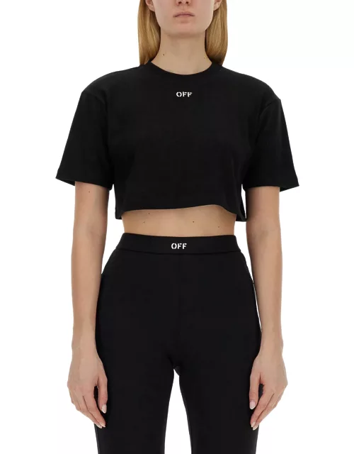 off-white ribbed cropped t-shirt