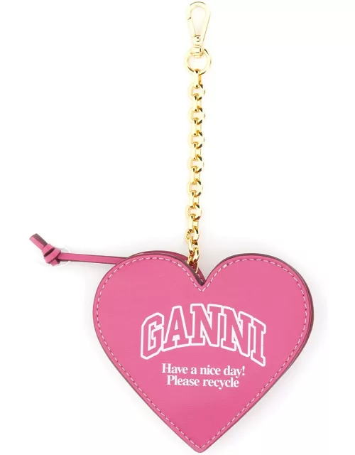 ganni "funny heart" coin purse