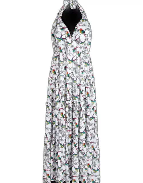 Women Maxi Sundress Rainbow Birds - Dress - Luna - White