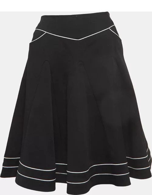 McQ by Alexander McQueen Black Contrast Piping Cotton Flared Mini Skirt