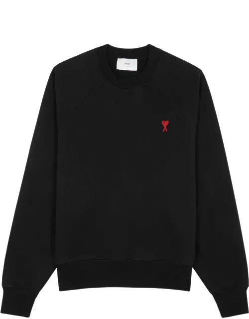 Ami Paris Logo-embroidered Stretch-cotton Sweatshirt - Black