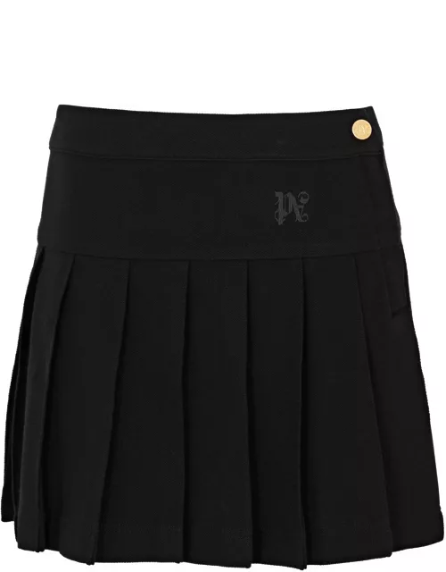 Palm Angels Pleated Piqué Cotton Mini Skirt - Black - M (UK12 / M)