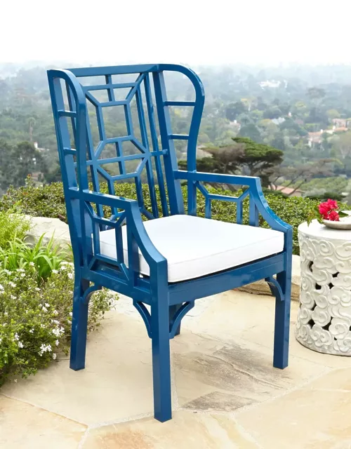 Tamsin Blue Chinoiserie Outdoor Wing Chair