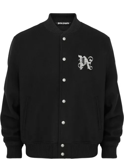 Palm Angels Logo-embroidered Wool-blend Varsity Jacket - Black And White - 48 (IT48 / M)