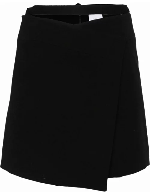 Patou Black Double Wool Crepe Skirt