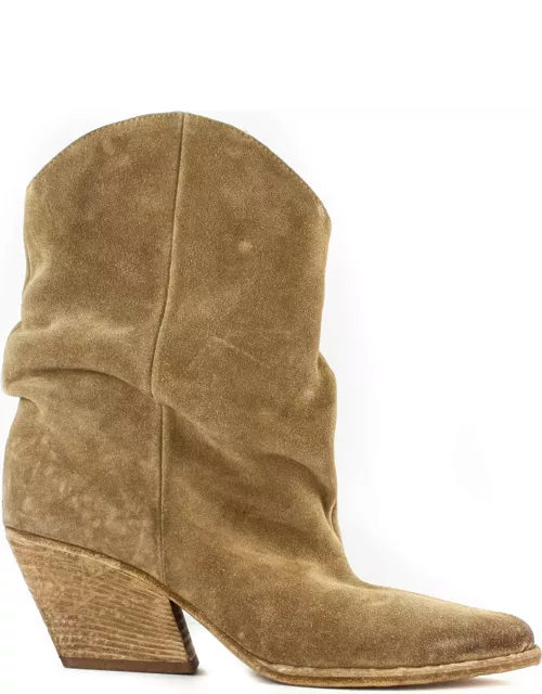 Elena Iachi Brown Suede Texan Ankle Boot