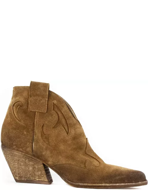 Elena Iachi Brown Suede Texan Ankle Boot