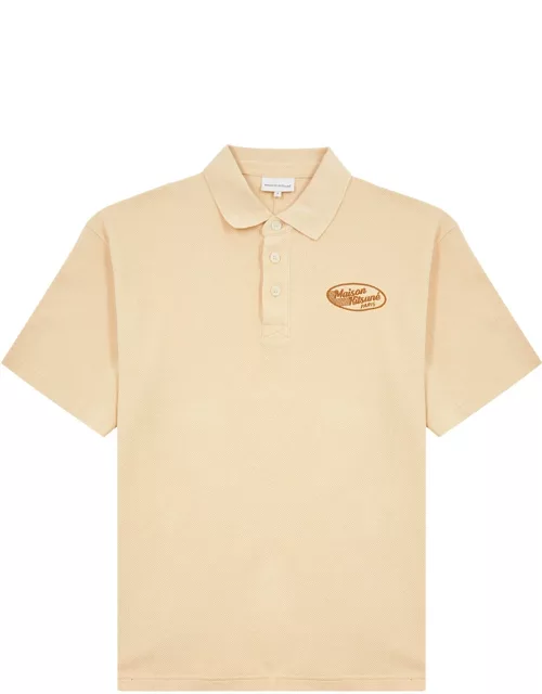 Maison Kitsuné Logo Waffle-knit Cotton Polo Shirt - Cream