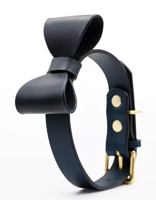 Dog Bow Tie Leather Collar