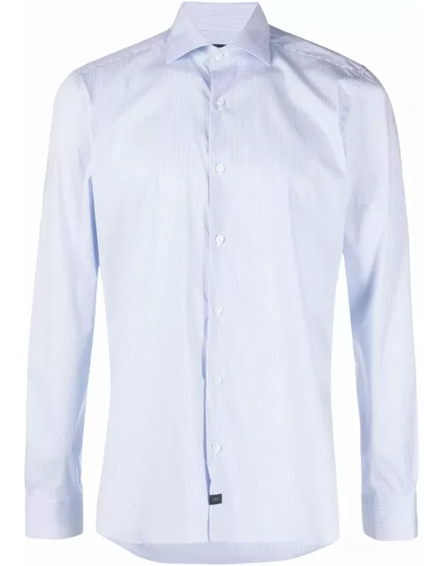Fay Light Blue Striped Cotton-blend T-shirt